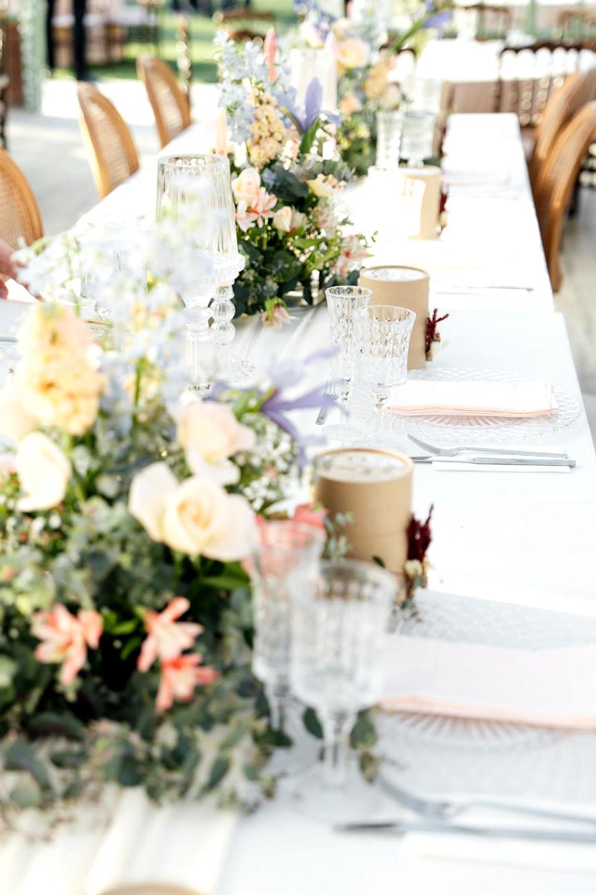 Large seating chart with hand-lettered names